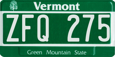 VT license plate ZFQ275