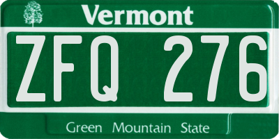 VT license plate ZFQ276