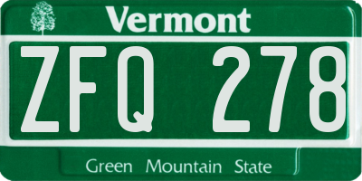 VT license plate ZFQ278