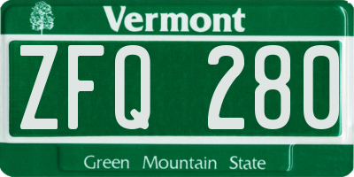 VT license plate ZFQ280
