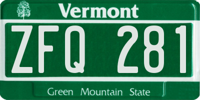 VT license plate ZFQ281