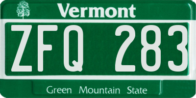 VT license plate ZFQ283
