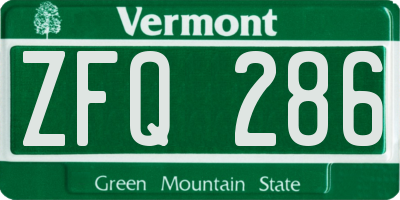 VT license plate ZFQ286