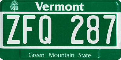 VT license plate ZFQ287
