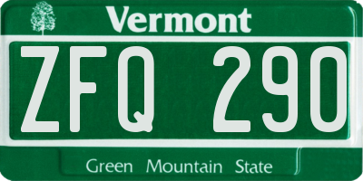 VT license plate ZFQ290