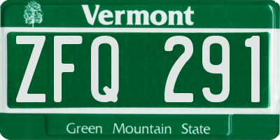 VT license plate ZFQ291