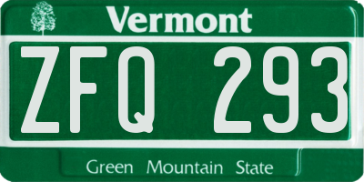 VT license plate ZFQ293