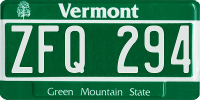 VT license plate ZFQ294
