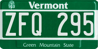 VT license plate ZFQ295