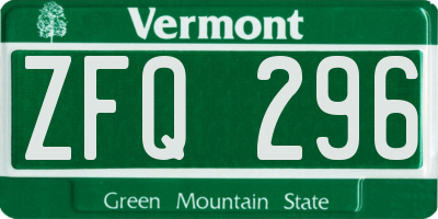 VT license plate ZFQ296