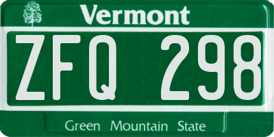 VT license plate ZFQ298
