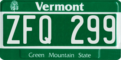 VT license plate ZFQ299