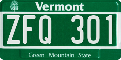 VT license plate ZFQ301