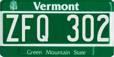 VT license plate ZFQ302