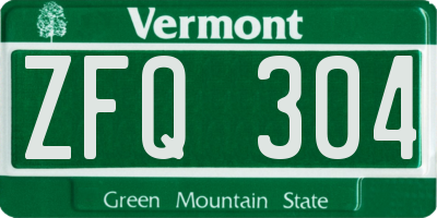 VT license plate ZFQ304