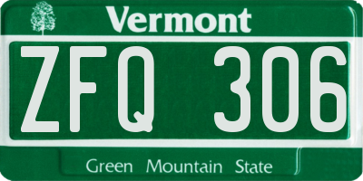 VT license plate ZFQ306