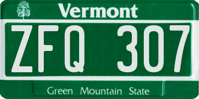 VT license plate ZFQ307
