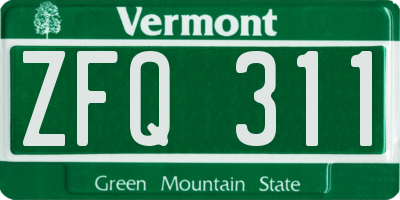 VT license plate ZFQ311