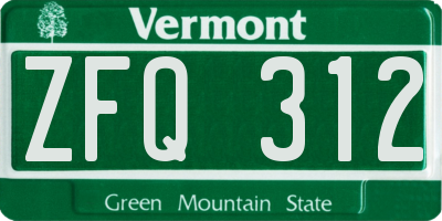 VT license plate ZFQ312