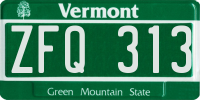 VT license plate ZFQ313