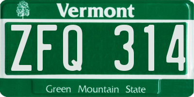 VT license plate ZFQ314