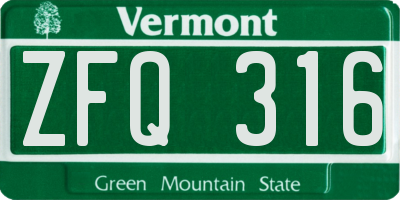 VT license plate ZFQ316