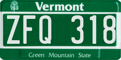 VT license plate ZFQ318