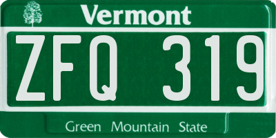 VT license plate ZFQ319