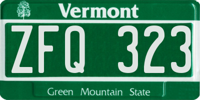 VT license plate ZFQ323