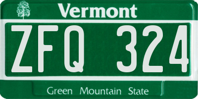 VT license plate ZFQ324