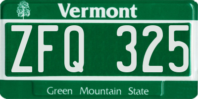 VT license plate ZFQ325