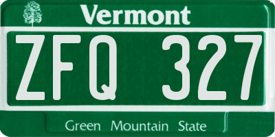 VT license plate ZFQ327