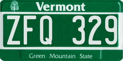 VT license plate ZFQ329