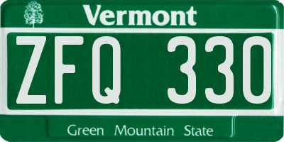 VT license plate ZFQ330