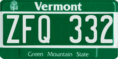 VT license plate ZFQ332