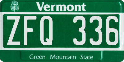 VT license plate ZFQ336