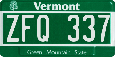 VT license plate ZFQ337
