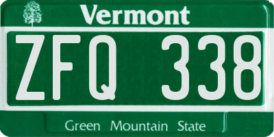 VT license plate ZFQ338
