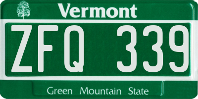 VT license plate ZFQ339