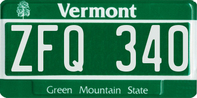 VT license plate ZFQ340