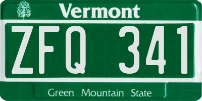 VT license plate ZFQ341