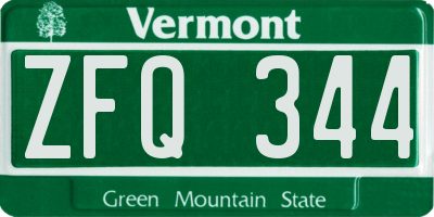 VT license plate ZFQ344