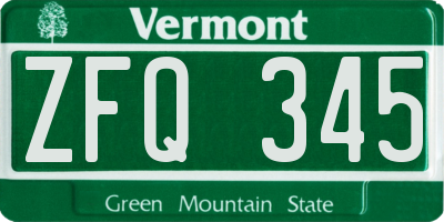 VT license plate ZFQ345