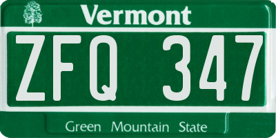 VT license plate ZFQ347