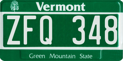 VT license plate ZFQ348