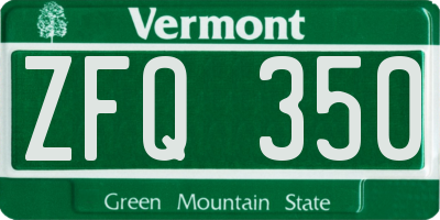 VT license plate ZFQ350