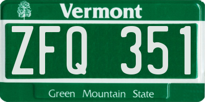 VT license plate ZFQ351