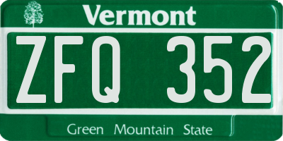 VT license plate ZFQ352