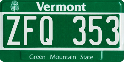 VT license plate ZFQ353