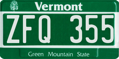 VT license plate ZFQ355